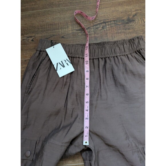 ZARA NEW Semi Sheer Cargo Brown Pants Medium - Picture 10 of 10